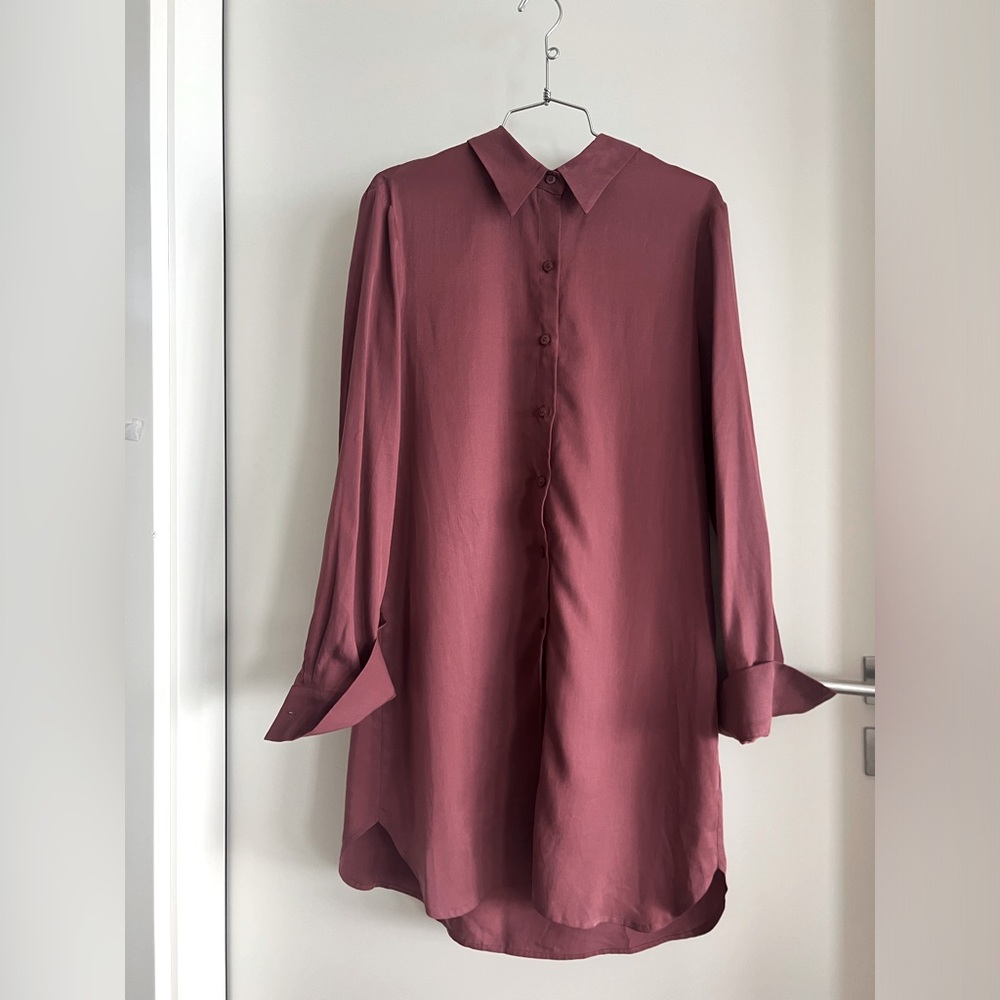 NWOT Big Shirt Long Maroon Button Down